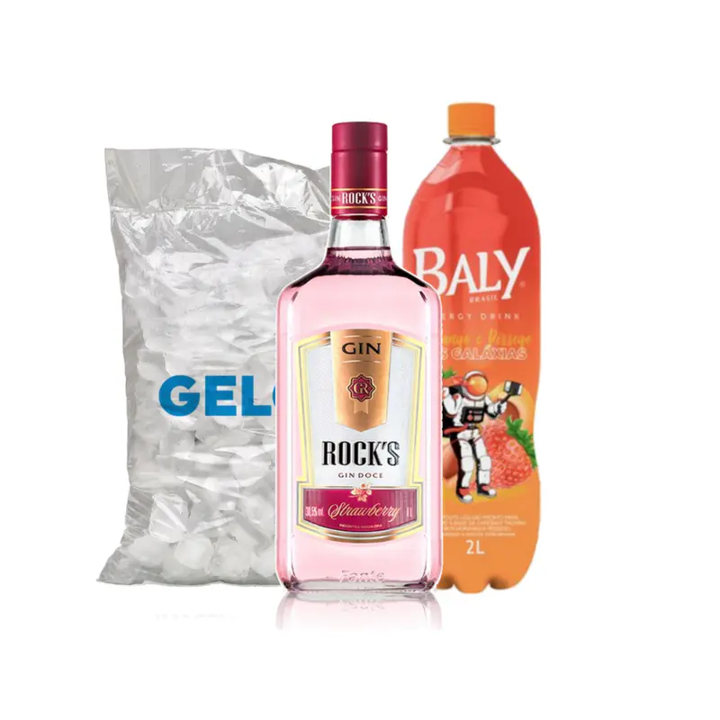 Combo de Gin Rocks Strawberry com Baly Morango com Pessego