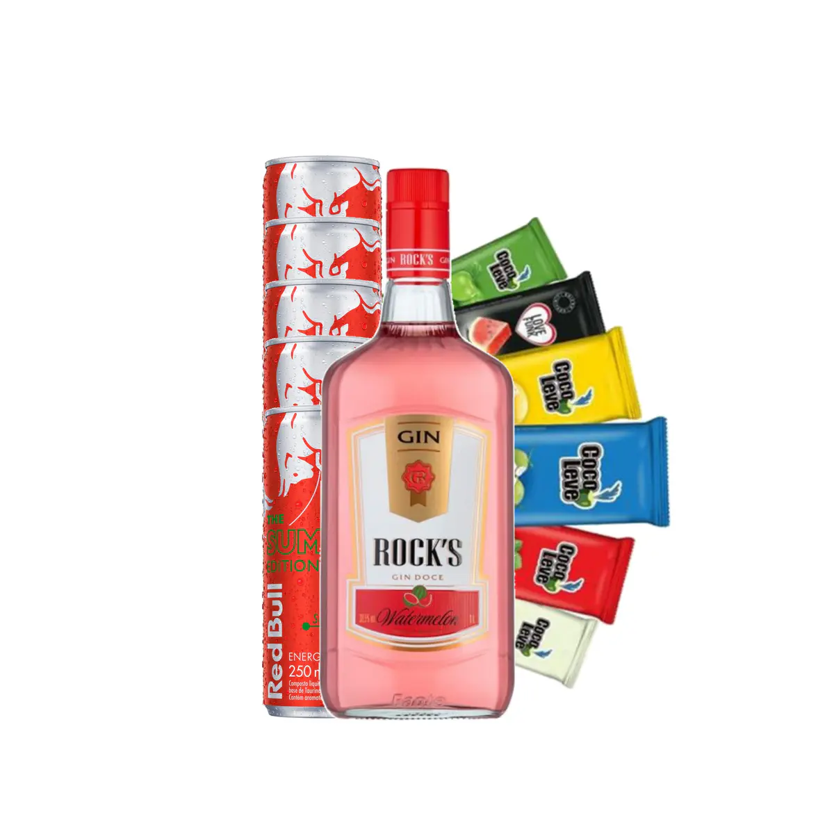 Combo de Gin Rocks Watermelon com 05 Redbull Melancia +05 Gelo de Sabor