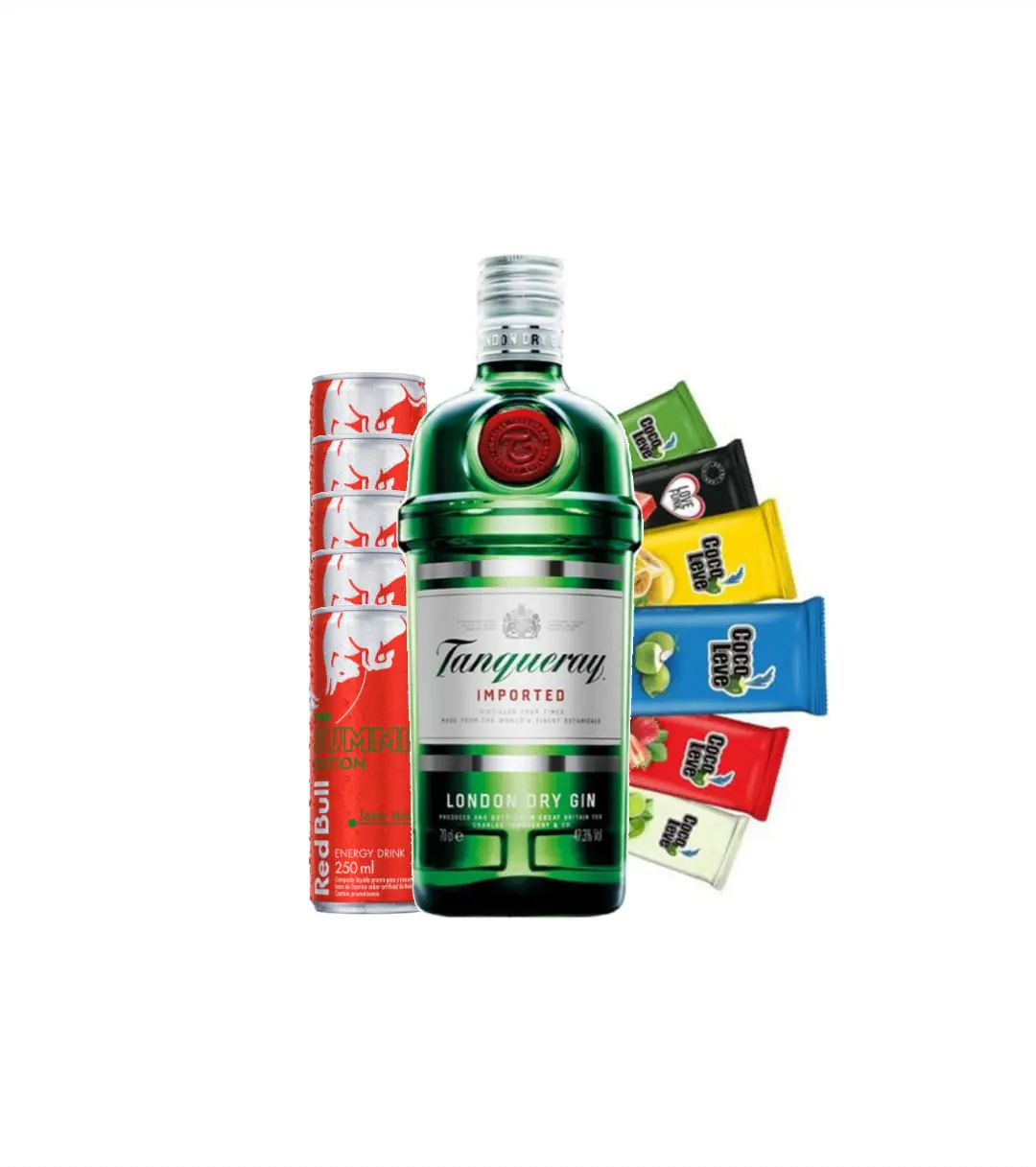 Combo de Gin Tanqueray com05 red bull de melancia+ 05 Gelo de Sabor